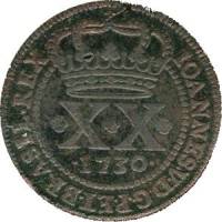 (№1729km143.1) Монета Бразилия 1729 год 20 Reacute;is (PECVNIA)
