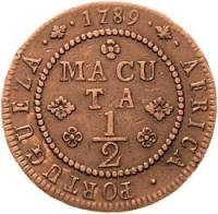 (№1789km30) Монета Ангола 1789 год frac12; Macuta