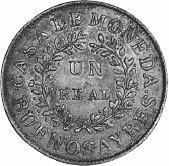 (№1840km7 (buenos aires)) Монета Объединённые провинции Южной Америки 1840 год 1 Real