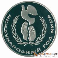 (18) Монета СССР 1988 год 1 рубль "Год Мира"  НОВОДЕЛ Медь-Никель  PROOF (Н)