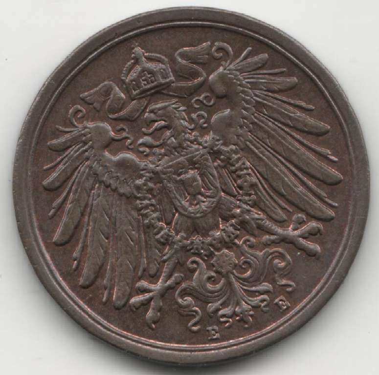 (1911E) Монета Германия (Империя) 1911 год 2 пфеннинга   Медь  UNC