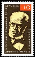 (1965-066) Марка Германия (ГДР) "Адольф фон Менцель"    150 лет рождения II Θ