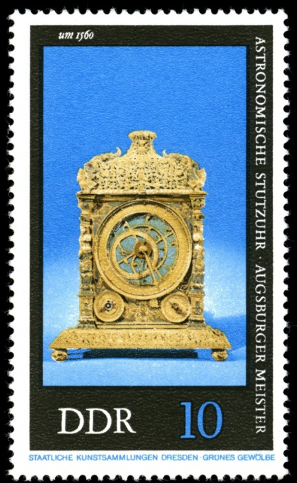 (1975-049) Марка Германия (ГДР) &quot;Аугсбург, 1560&quot;    Старинные часы II Θ