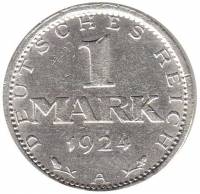 (1924a) Монета Германия Веймарская республика 1924 год 1 марка    XF