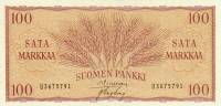 (1957) Банкнота Финляндия 1957 год 100 марок  Simonen - Engberg  UNC