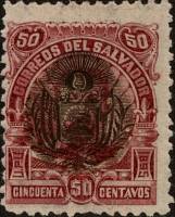 (№1895-100) Марка Сальвадор 1895 год "Генерал Антонио Ezetaoverprinted", Гашеная