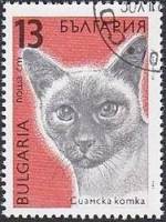 (1989-121) Марка Болгария "Сиамская кошка"   Кошки III O