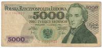 (1982) Банкнота Польша 1982 год 5 000 злотых "Фредерик Шопен"   VF
