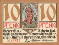 (№1921) Банкнота Германия 1921 год "10 Pfennig"