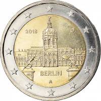 (020) Монета Германия (ФРГ) 2018 год 2 евро "Берлин" Двор A Биметалл  UNC