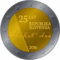 (011) Монета Словения 2016 год 2 евро "25 лет независимости"  Биметалл  UNC