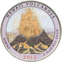 (014p) Монета США 2012 год 25 центов "Гавайские вулканы"  Вариант №1 Медь-Никель  COLOR. Цветная