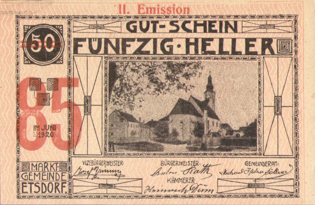 (№1920) Банкнота Австрия 1920 год &quot;85 Heller&quot;