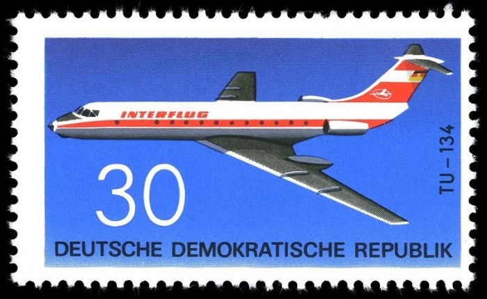(1969-098) Марка Германия (ГДР) &quot;Ту-134&quot;    Авиация III Θ
