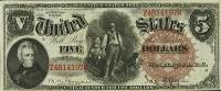 (№1880P-178a.2) Банкнота США 1880 год "5 Dollars"
