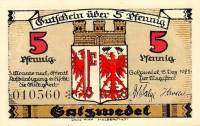 (№1921) Банкнота Германия 1921 год "5 Pfennig"