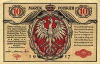 (№1917P-12) Банкнота Польша 1917 год "10 Marek"