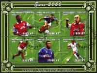 (№2001-1956) Лист марок Мозамбик 2001 год "Футболист Франция", Гашеный