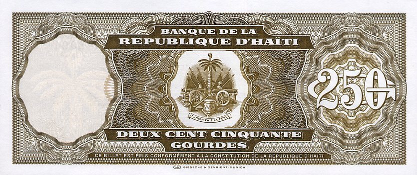  Банкнота Гаити 1994 год 250     UNC