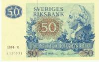 (,) Банкнота Швеция 1974 год 50 крон "Густав III"   UNC