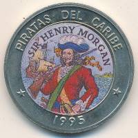 (1995) Монета Куба 1995 год 1 песо "Генри Морган"  Медь-Никель  COLOR. Цветная