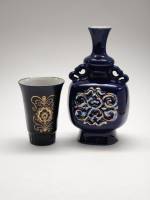  Графин штоф (ваза) и бокал кобальт позолота Возрождение 