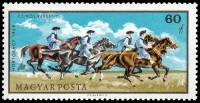 (1968-048) Марка Венгрия "Скачки" ,  III O