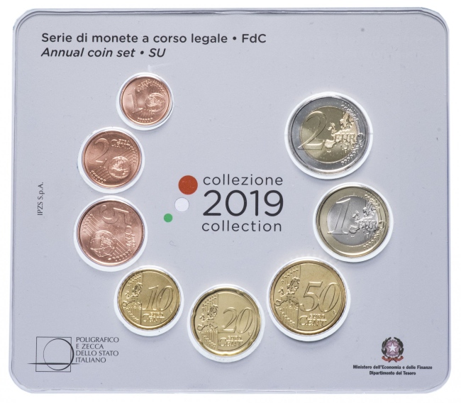(2019, 8 монет) Набор монет Италия 2019 год   Буклет