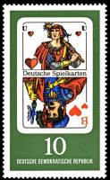 (1967-055) Марка Германия (ГДР) "Валет червей"    Игральные карты III Θ