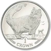 (1991) Монета Остров Мэн 1991 год 1 крона "Норвежская кошка"  Медь-Никель  UNC