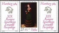 (1984-023a) Марка с двумя купонами Польша "Портрет немецкой принцессы"    XIX Всемирный почтовый Кон