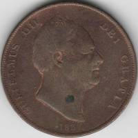 () Монета Великобритания 1831 год 1 пенни ""  Серебрение  VF