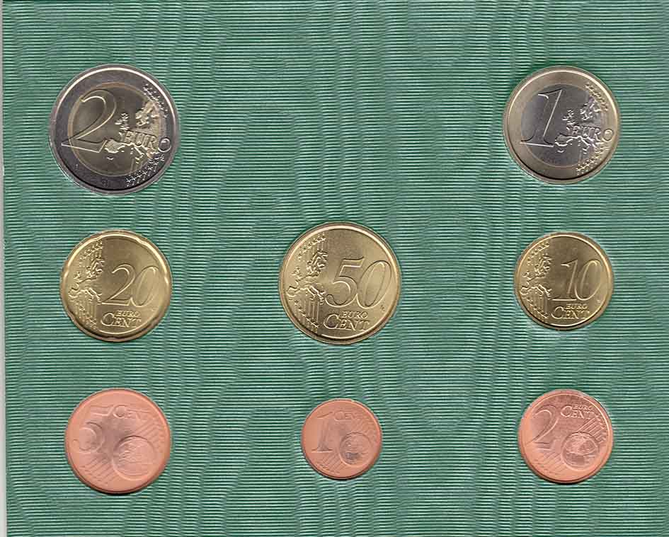 (2010, 8 монет) Набор монет Ватикан 2010 год &quot;Зелёный&quot;   Буклет