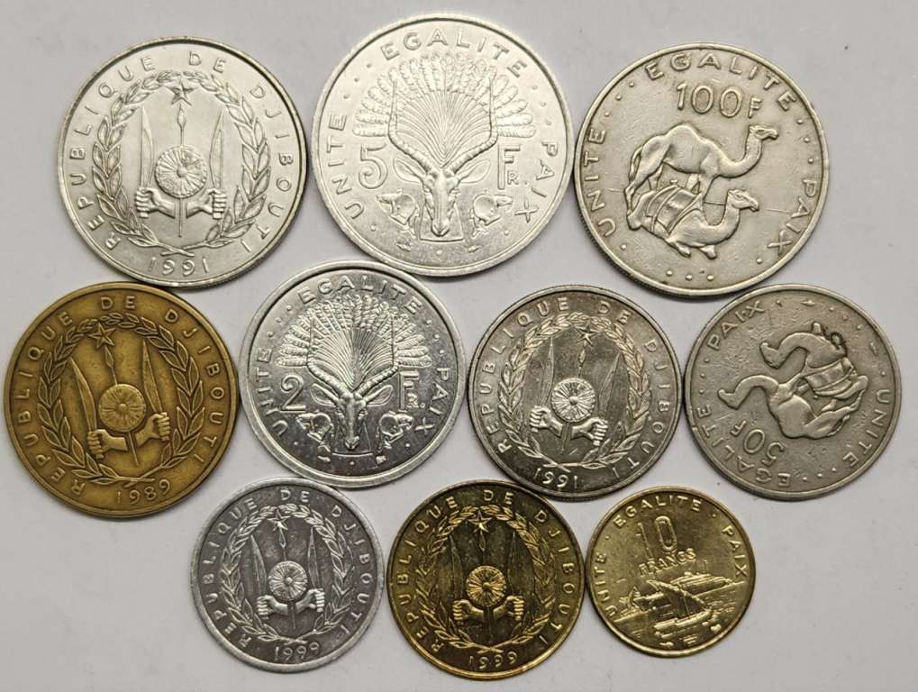 Набор монет Джибути 10 штук