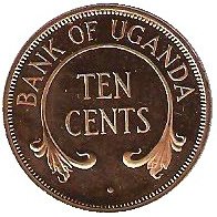 (№1966km2) Монета Уганда 1966 год 10 Cents