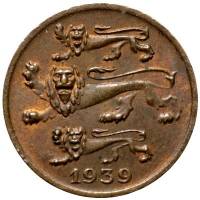 (1939) Монета Эстония 1939 год 1 цент   Бронза  XF