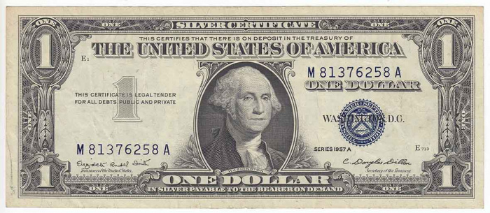(1957A) Банкнота США 1957 год 1 доллар &quot;Джордж Вашингтон&quot;   XF