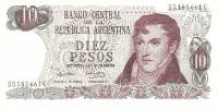 (,) Банкнота Аргентина 1973 год 10 песо "Мануэль Бельграно" Decreto-Ley  UNC