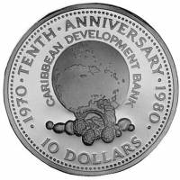 () Монета Ямайка 1982 год 10 долларов ""   UNC