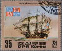 (1983-059) Марка Северная Корея "Великий Гарри, Англия 1555"   Корабли III Θ