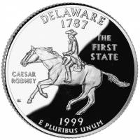 (001p) Монета США 1999 год 25 центов "Дэлавэр"  Медь-Никель  UNC