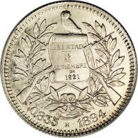 () Монета Гватемала 1894 год 1  ""   Биметалл (Серебро - Ниобиум)  UNC