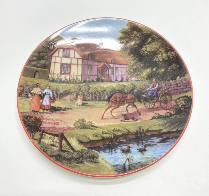 Тарелка декоративная настенная, сельский пейзаж