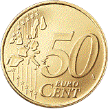 (2005) Монета Австрия 2005 год 50 центов  1. Старая карта ЕС Северное золото  UNC
