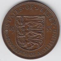 () Монета Остров Джерси 1933 год 1/12 шиллинга ""  Медь  UNC