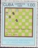 (1988-054) Марка Куба "Шахматы"    100 лет со дня рождения Хосе Рауля Капабланки III Θ