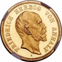 (№1896km26 (Фридрих I)) Монета Германия (Фридрих I) 1896 год 20 Mark (Фридрих I)