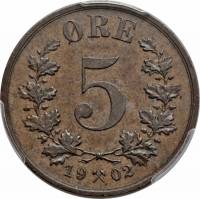 () Монета Норвегия 1875 год 5  ""   Бронза  UNC