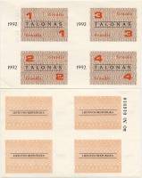 (1992) Лист талонов Литва 1992 год 1-4 талона "Декабрь"   UNC