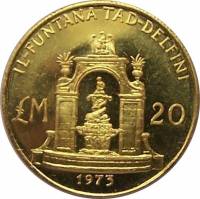 () Монета Мальта 1973 год 20  ""   Биметалл (Платина - Золото)  UNC